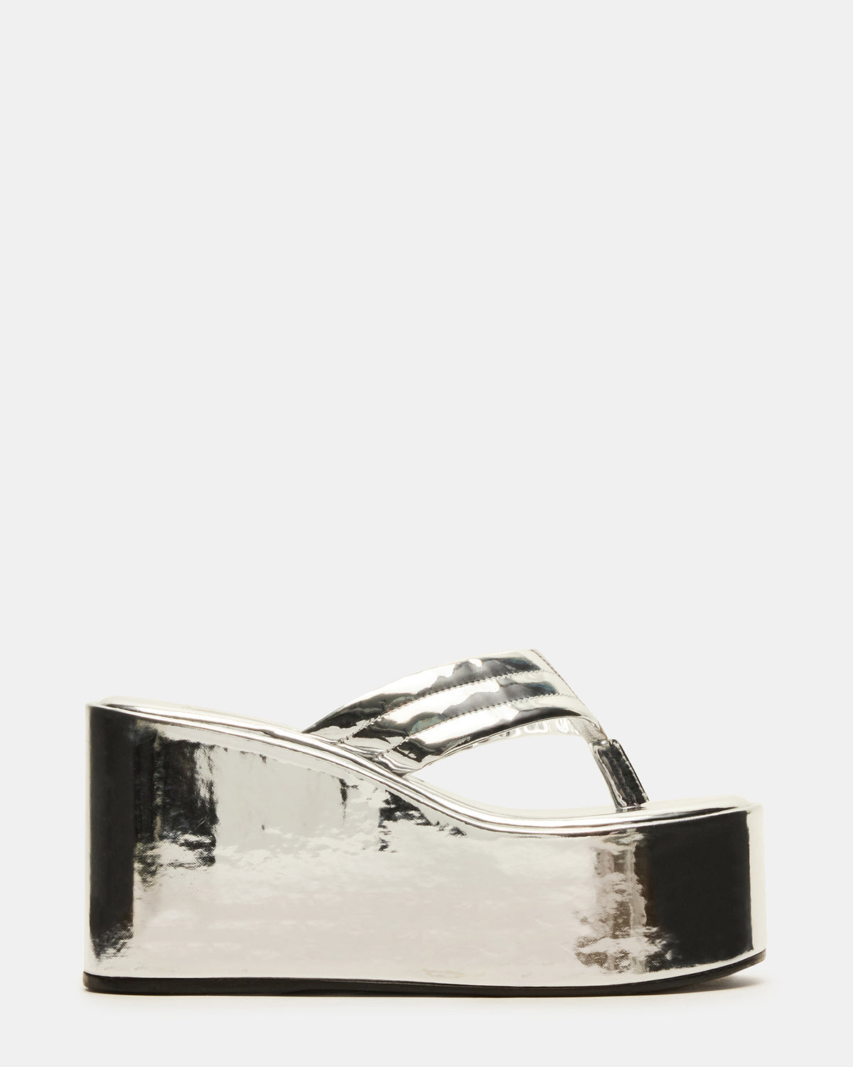 ESCAPISM Silver Crocodile Women's Platform Thong Wedge Sandal | Steve Madden Hot Sale