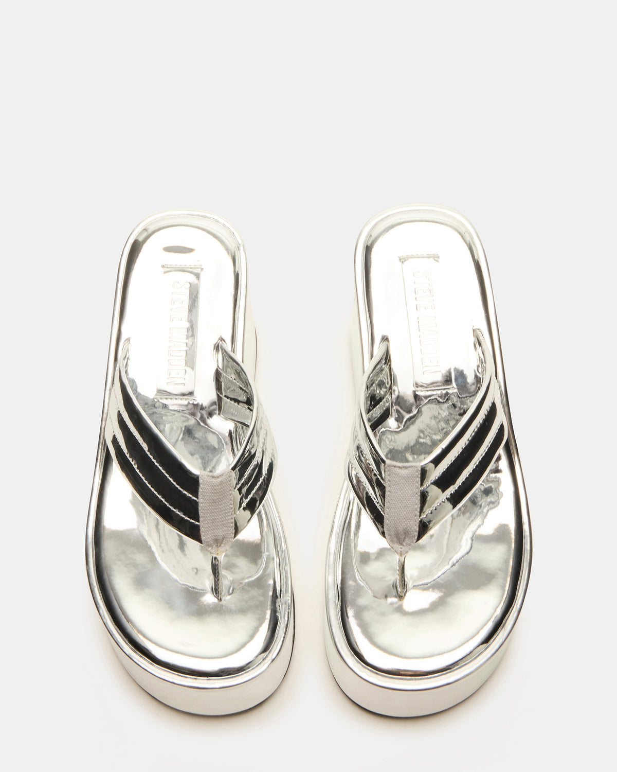 ESCAPISM Silver Crocodile Women's Platform Thong Wedge Sandal | Steve Madden Hot Sale