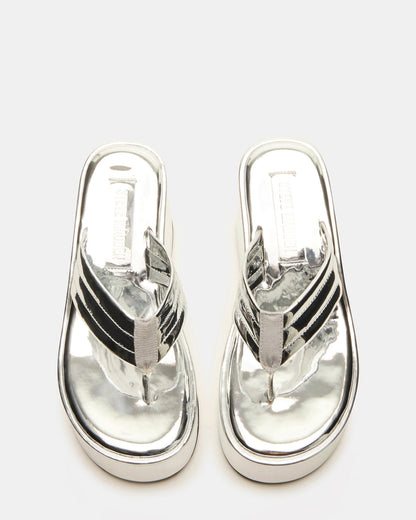 ESCAPISM Silver Crocodile Women's Platform Thong Wedge Sandal | Steve Madden Hot Sale