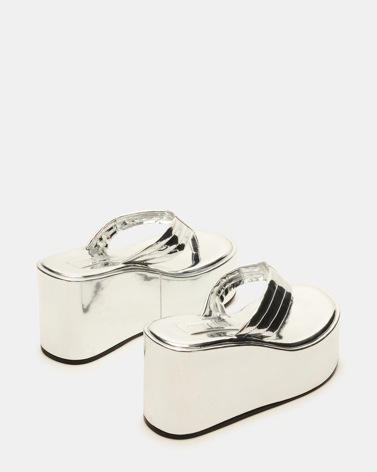 ESCAPISM Silver Crocodile Women's Platform Thong Wedge Sandal | Steve Madden Hot Sale
