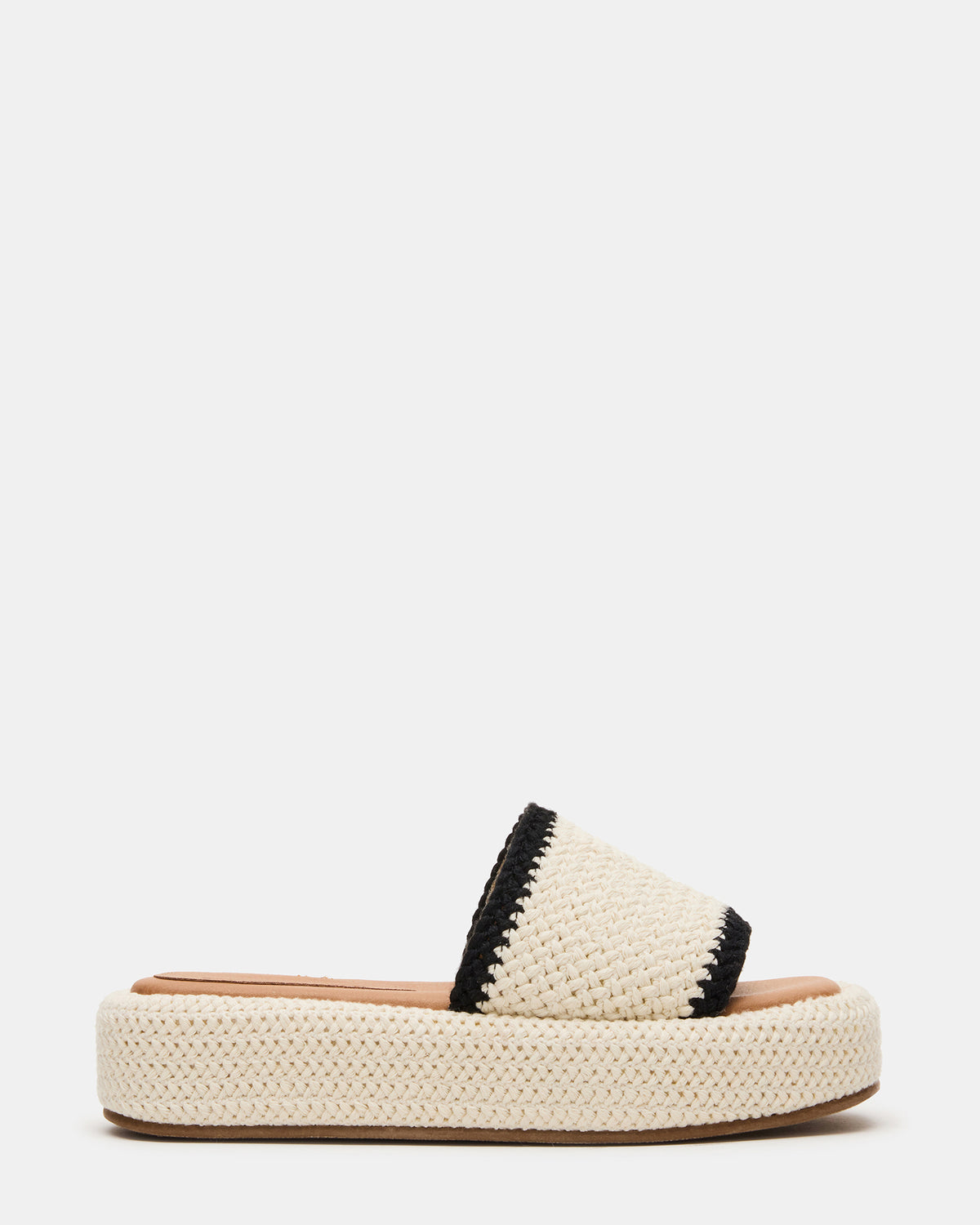 BEACHY Woven Cream Multi Platform Slide Women's Sandal | Steve Madden Latest