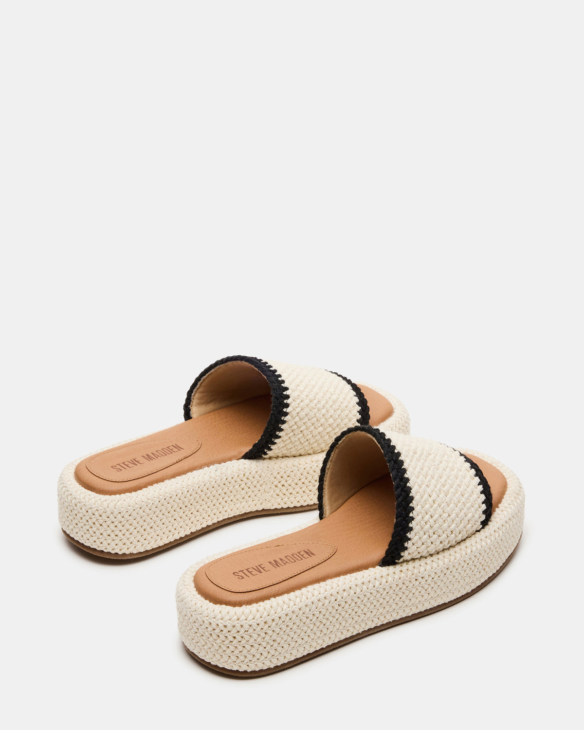 BEACHY Woven Cream Multi Platform Slide Women's Sandal | Steve Madden Latest