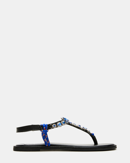 SOLITA Blue Multi Rhinestone Ornament Thong Sandal | Women's Sandals | Steve Madden Essential