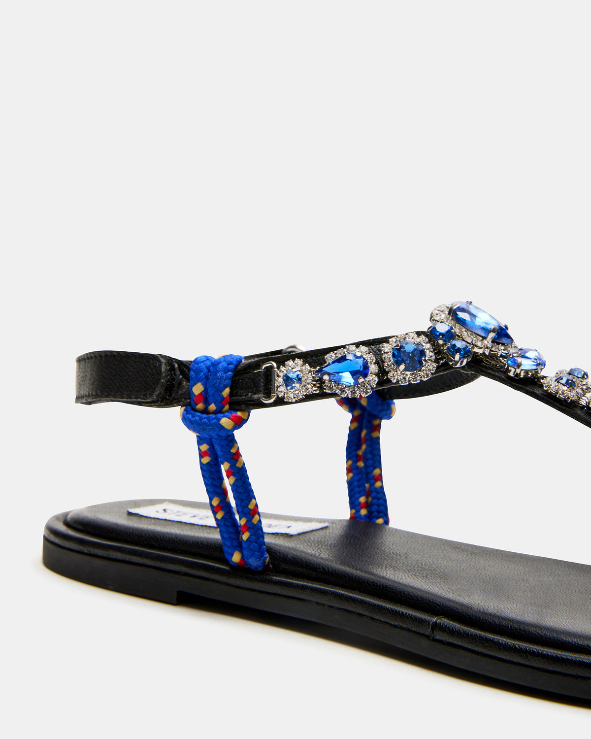 SOLITA Blue Multi Rhinestone Ornament Thong Sandal | Women's Sandals | Steve Madden Essential