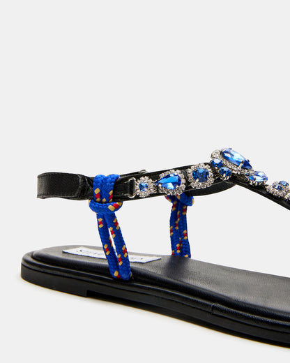 SOLITA Blue Multi Rhinestone Ornament Thong Sandal | Women's Sandals | Steve Madden Essential