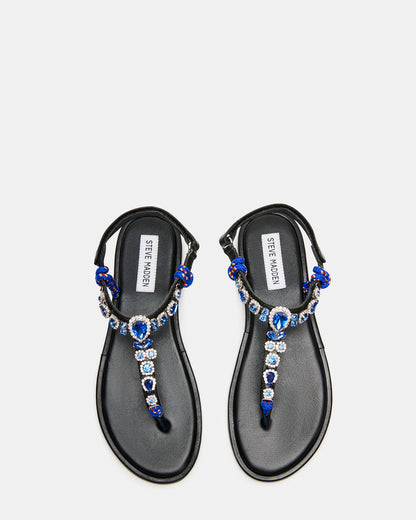 SOLITA Blue Multi Rhinestone Ornament Thong Sandal | Women's Sandals | Steve Madden Essential