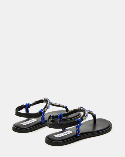 SOLITA Blue Multi Rhinestone Ornament Thong Sandal | Women's Sandals | Steve Madden Essential