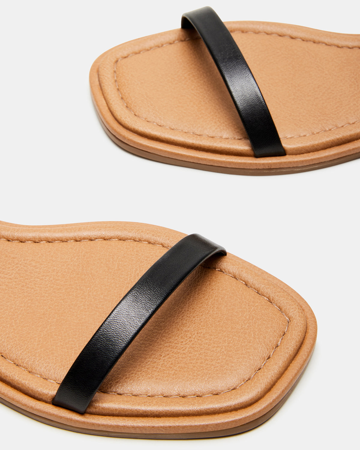 CAMARI Black Leather Square Toe Strappy Sandal | Women's Sandals | Steve Madden Deals