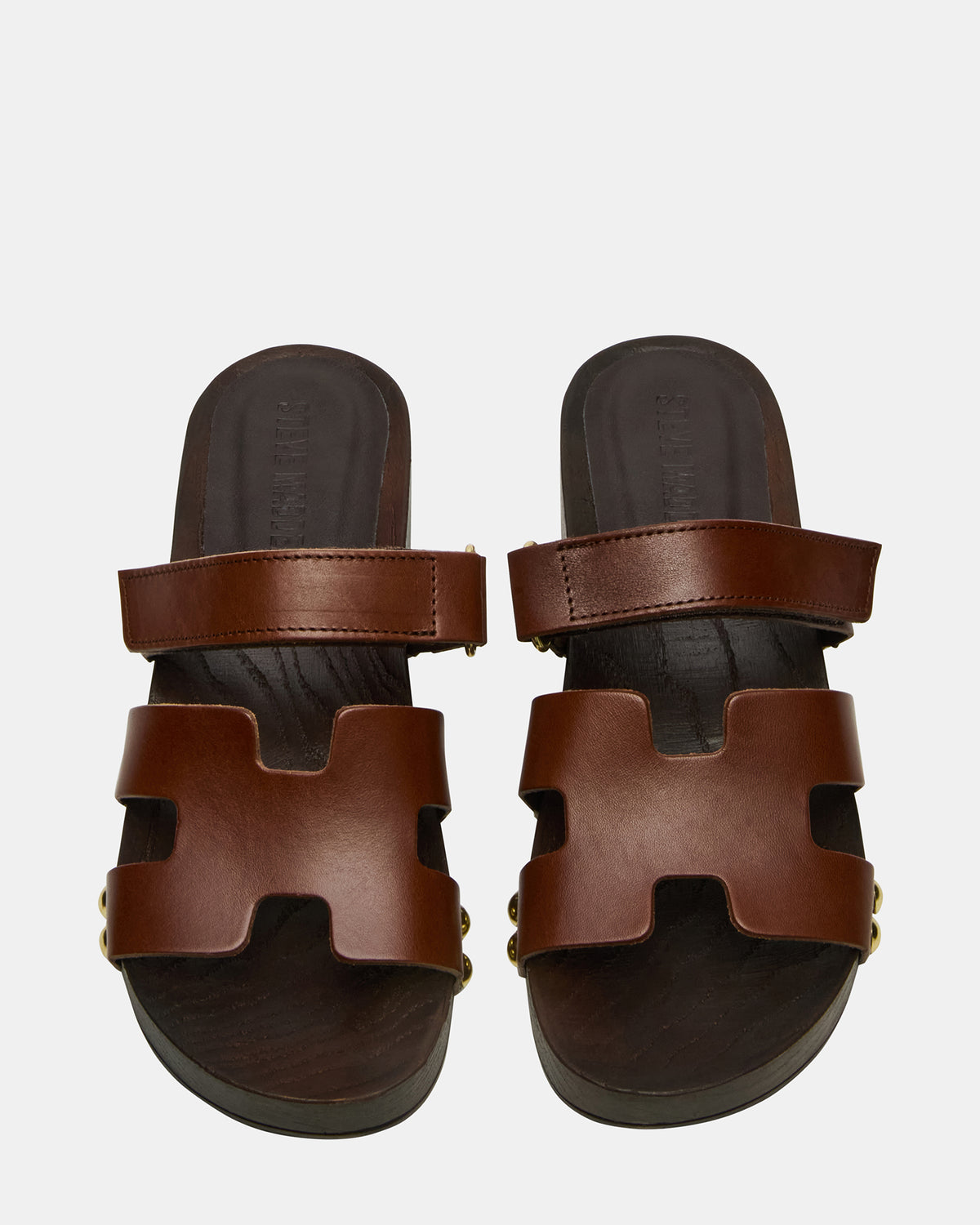 CANAL Brown Leather Wood Bottom Slide Women's Sandal | Steve Madden Exclusive