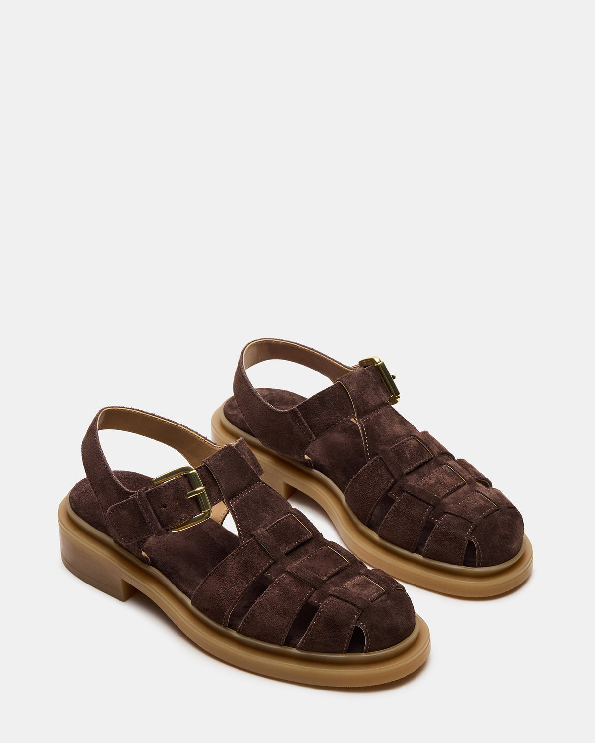 TOPE Chocolate Brown Suede Strappy Fisherman Women's Sandal | Steve Madden Exclusive