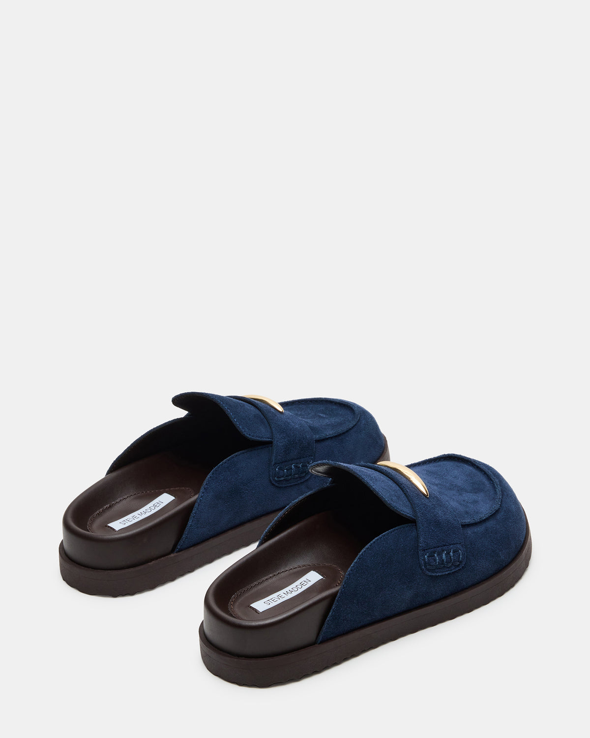 TOBIN Navy Suede Slip-On Mule Women's Flat | Steve Madden Trending