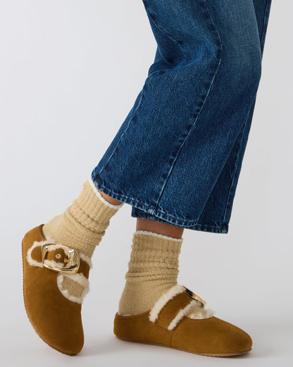 CLOUDY Chestnut Slip-On Mule Mary Jane Faux Fur Women's Flat | Steve Madden Smart Buy