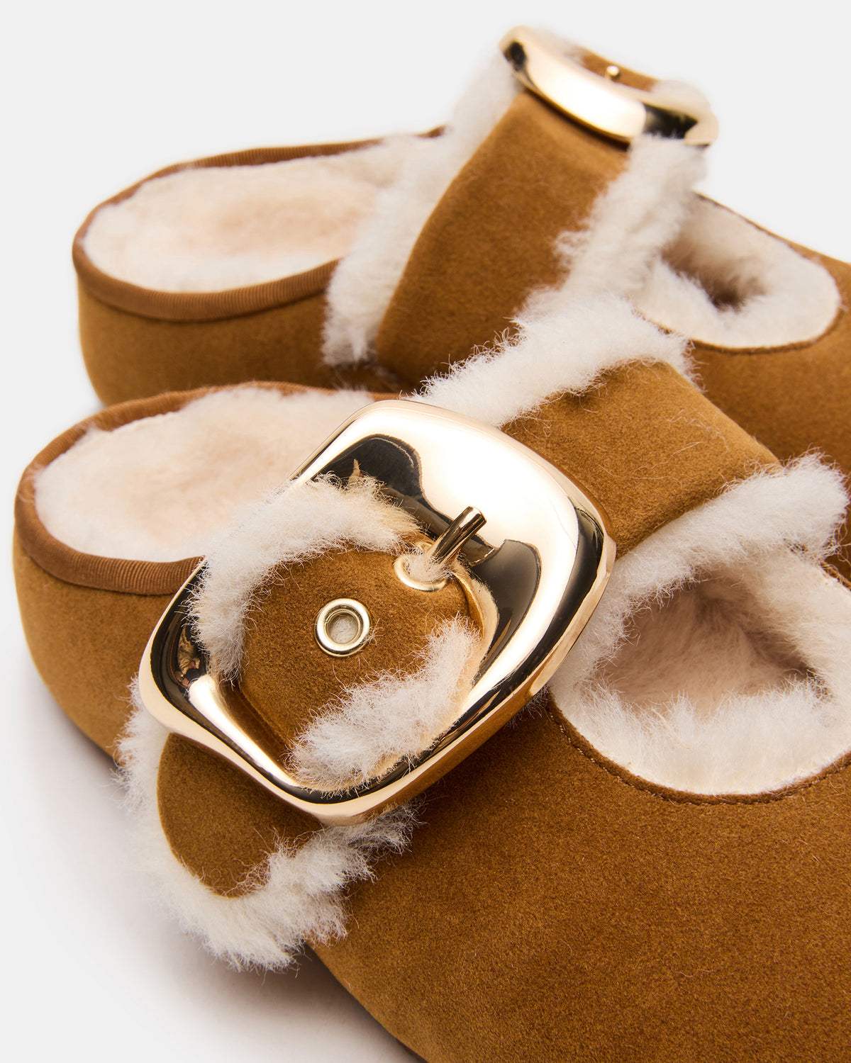 CLOUDY Chestnut Slip-On Mule Mary Jane Faux Fur Women's Flat | Steve Madden Smart Buy