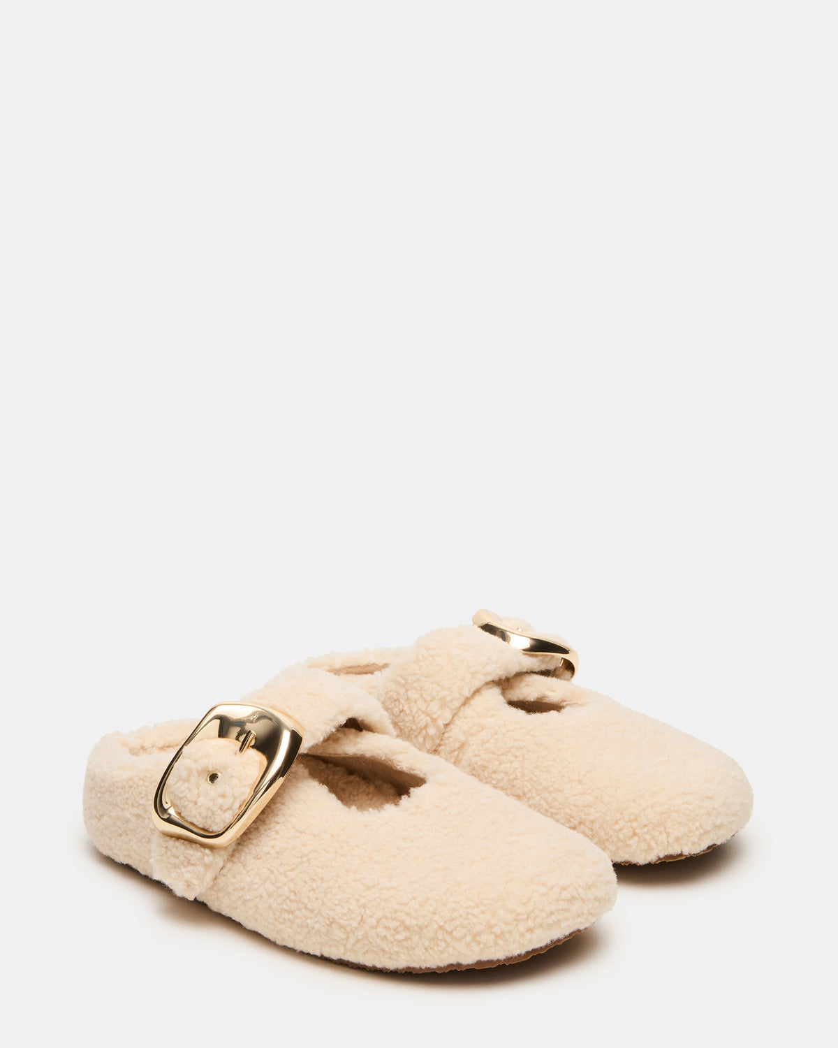 CLOUDY Natural Slip-On Mule Mary Jane Faux Fur Women's Flat | Steve Madden Trusted