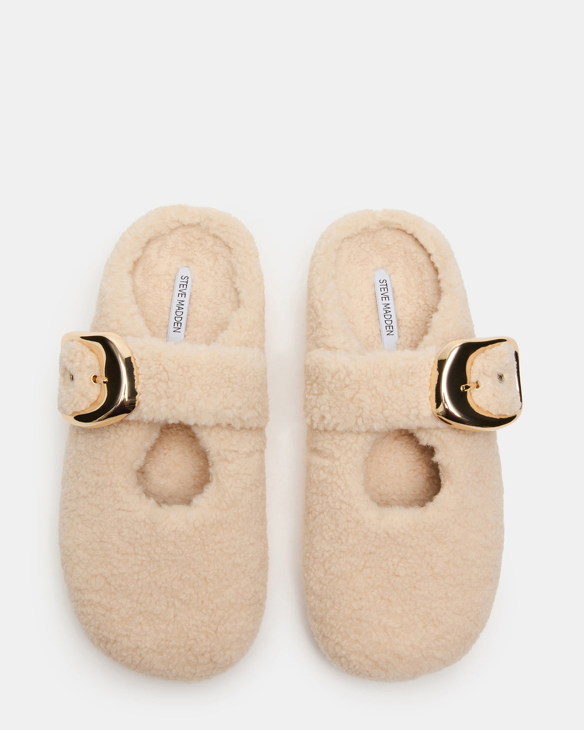 CLOUDY Natural Slip-On Mule Mary Jane Faux Fur Women's Flat | Steve Madden Trusted