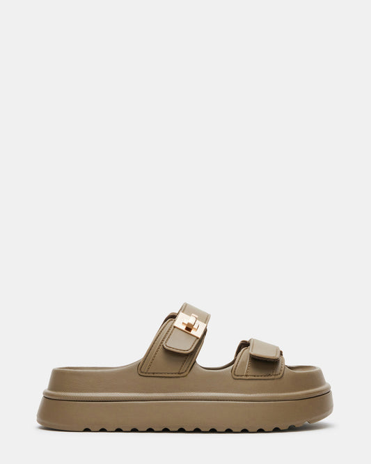 BIGSCHMONA JELLY Olive Women's Platform Slide Sandal | Steve Madden Trusted