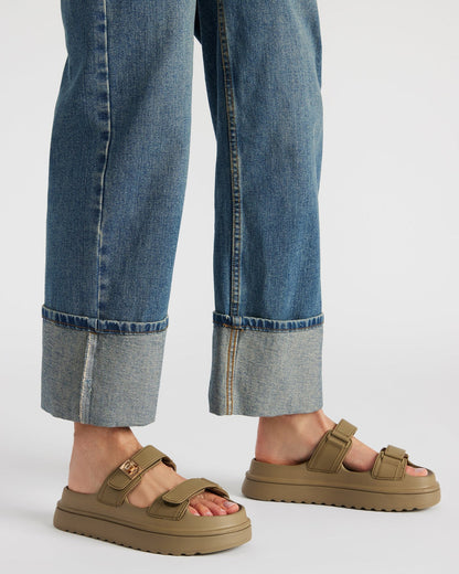 BIGSCHMONA JELLY Olive Women's Platform Slide Sandal | Steve Madden Trusted