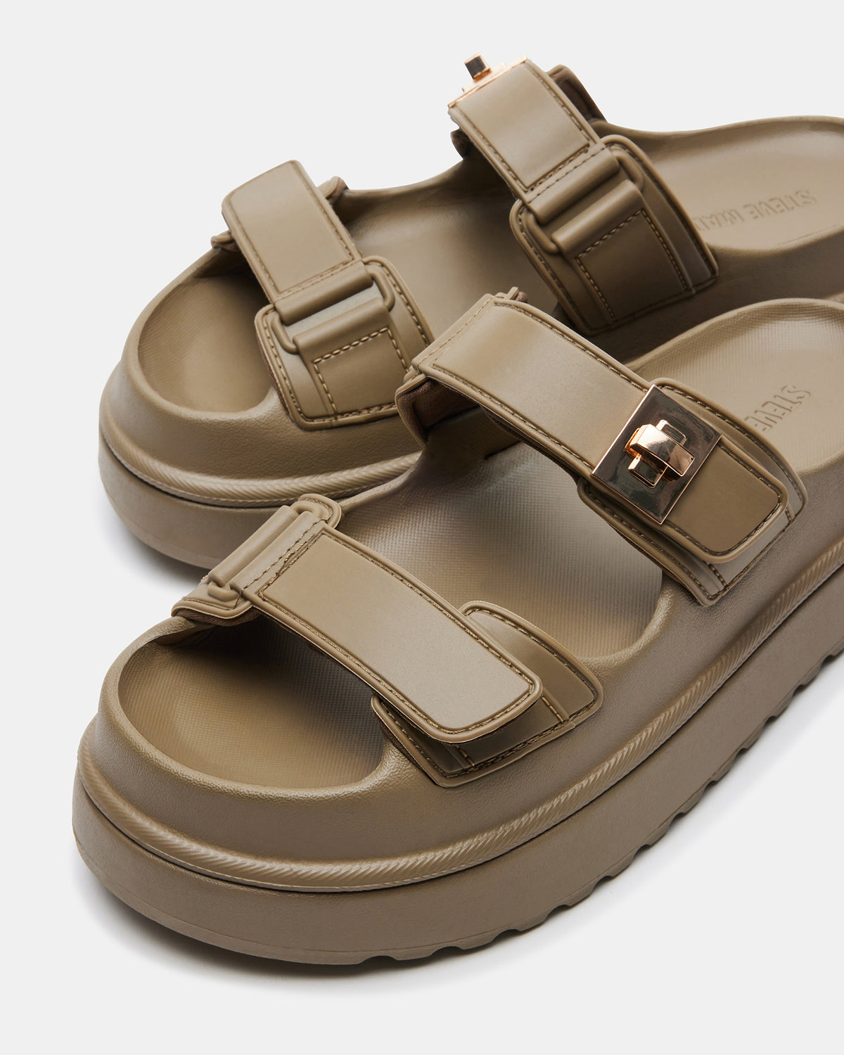 BIGSCHMONA JELLY Olive Women's Platform Slide Sandal | Steve Madden Trusted