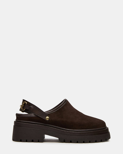 ERBA Brown Suede Platform Lug Slingback Clog Women's Flat | Steve Madden Best Seller