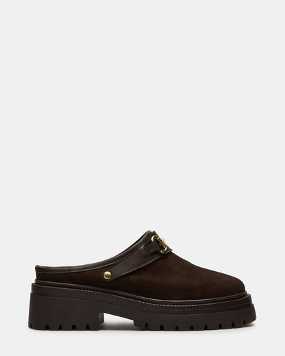 ERBA Brown Suede Platform Lug Slingback Clog Women's Flat | Steve Madden Best Seller