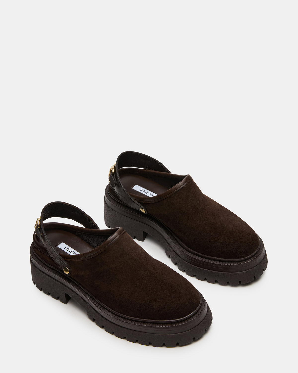 ERBA Brown Suede Platform Lug Slingback Clog Women's Flat | Steve Madden Best Seller
