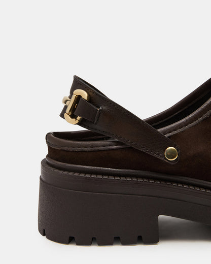 ERBA Brown Suede Platform Lug Slingback Clog Women's Flat | Steve Madden Best Seller