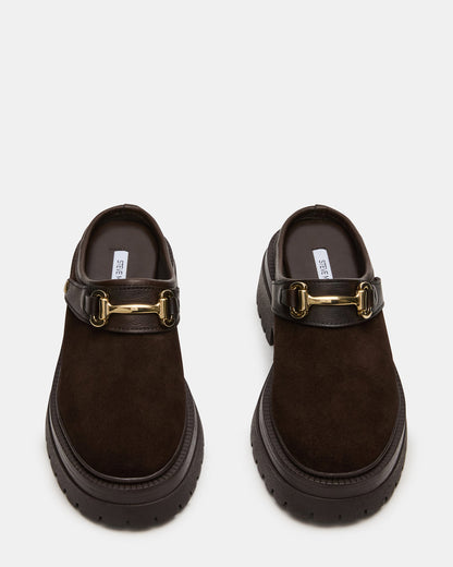 ERBA Brown Suede Platform Lug Slingback Clog Women's Flat | Steve Madden Best Seller