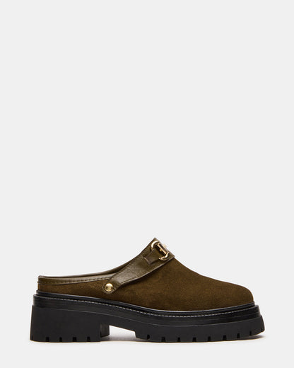 ERBA Olive Suede Platform Lug Slingback Clog Women's Flat | Steve Madden Special Offer