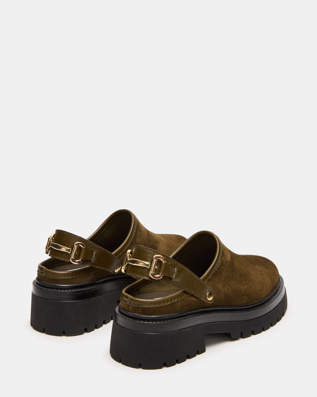 ERBA Olive Suede Platform Lug Slingback Clog Women's Flat | Steve Madden Special Offer