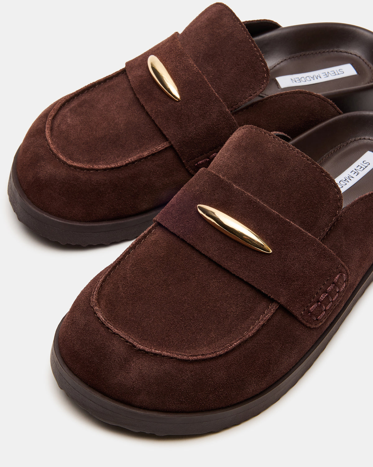 TOBIN Brown Suede Slip-On Mule Women's Flat | Steve Madden Best Seller