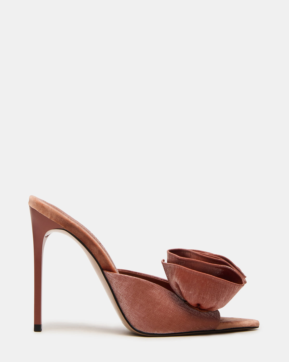 AFFINITY Rust Satin Pointed-Toe Stiletto Mule Women's Heel | Steve Madden Customer Favorite