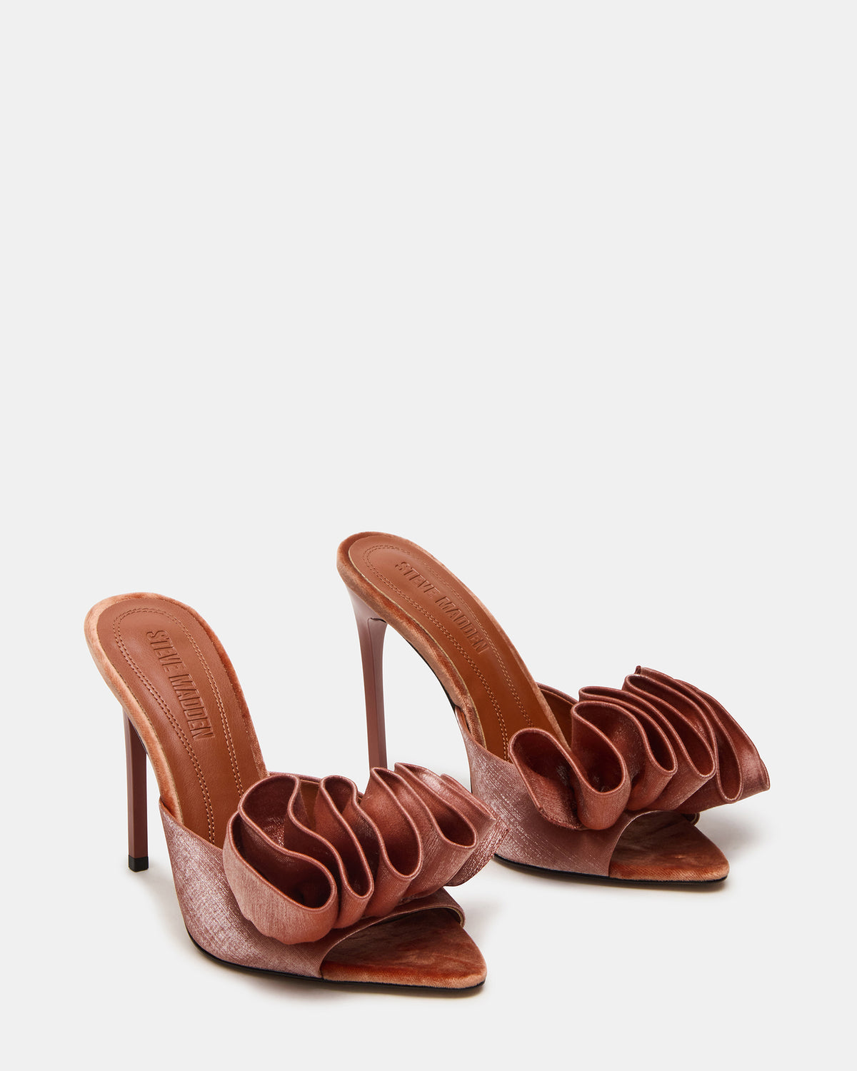 AFFINITY Rust Satin Pointed-Toe Stiletto Mule Women's Heel | Steve Madden Customer Favorite