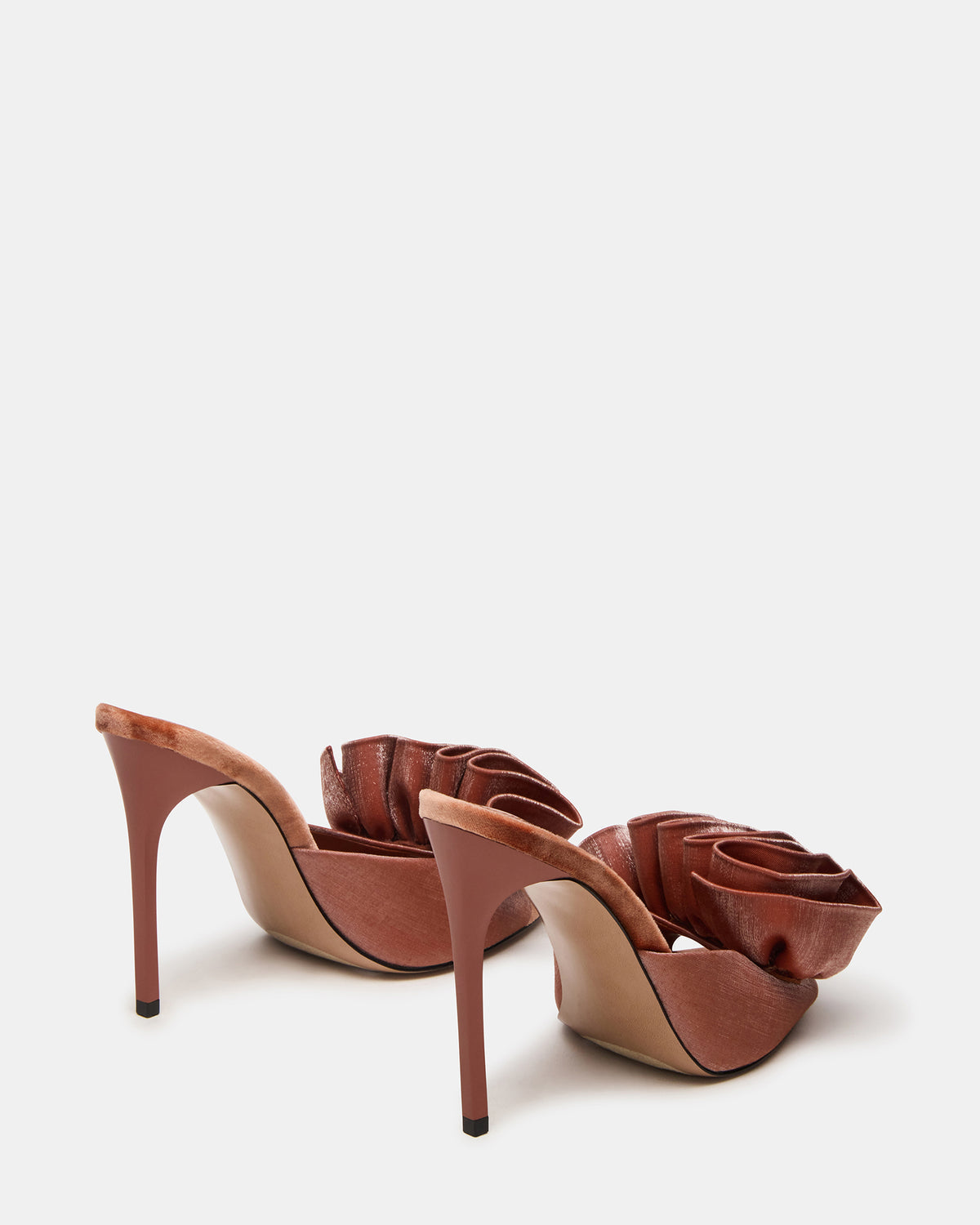 AFFINITY Rust Satin Pointed-Toe Stiletto Mule Women's Heel | Steve Madden Customer Favorite