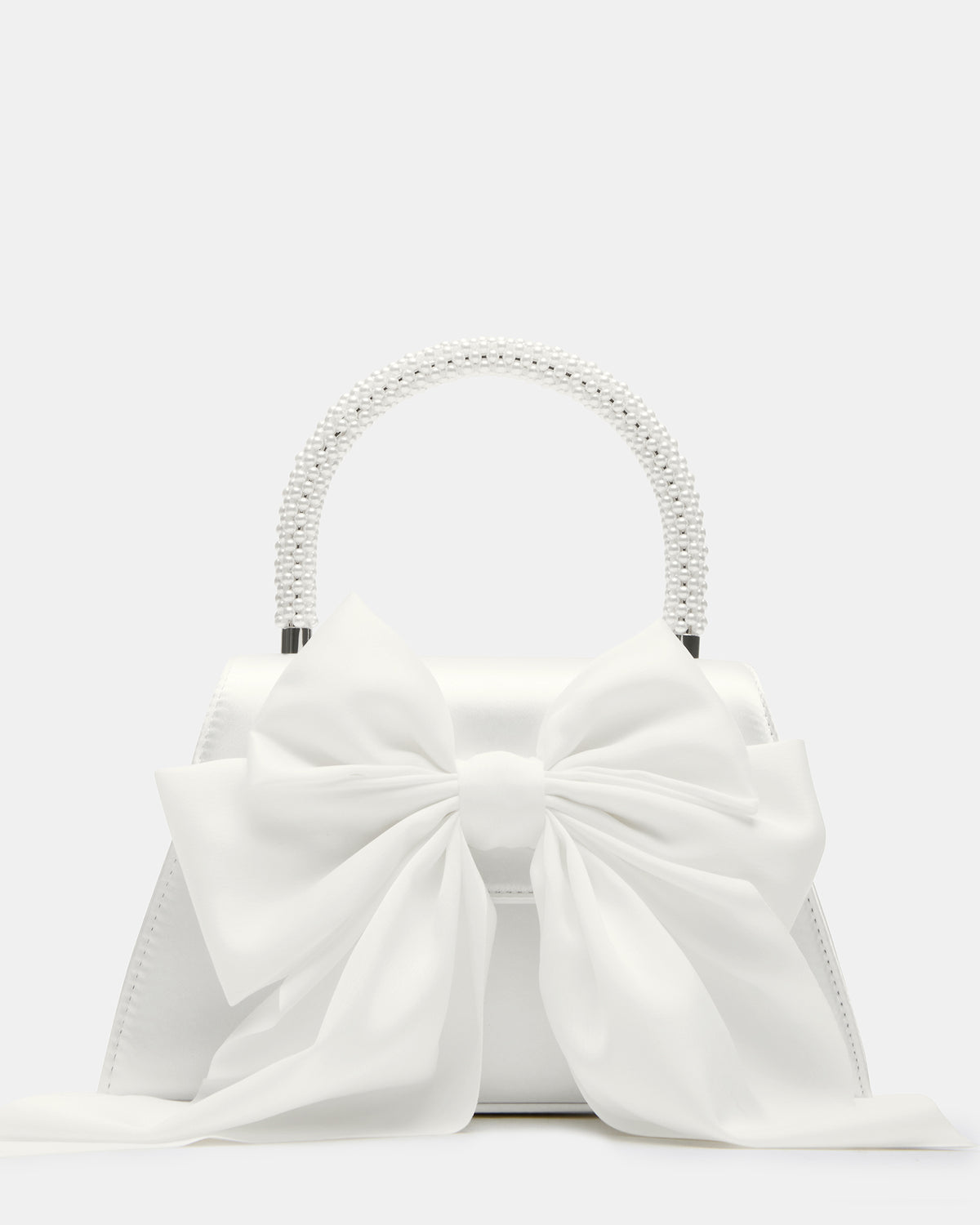 COSETTE Bag White Satin Beaded Top-Handle Mini Handbag | Steve Madden Top Pick