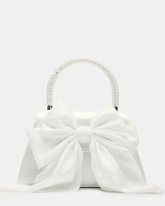 COSETTE Bag White Satin Beaded Top-Handle Mini Handbag | Steve Madden Top Pick