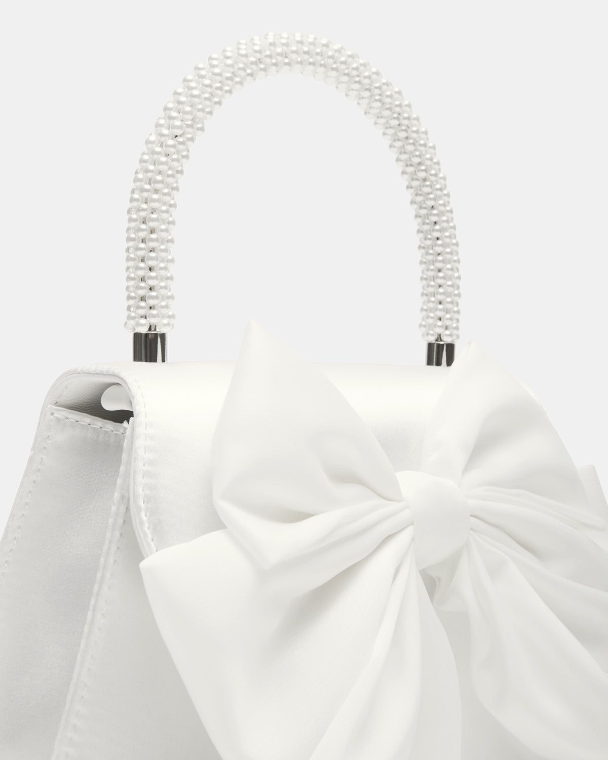 COSETTE Bag White Satin Beaded Top-Handle Mini Handbag | Steve Madden Top Pick