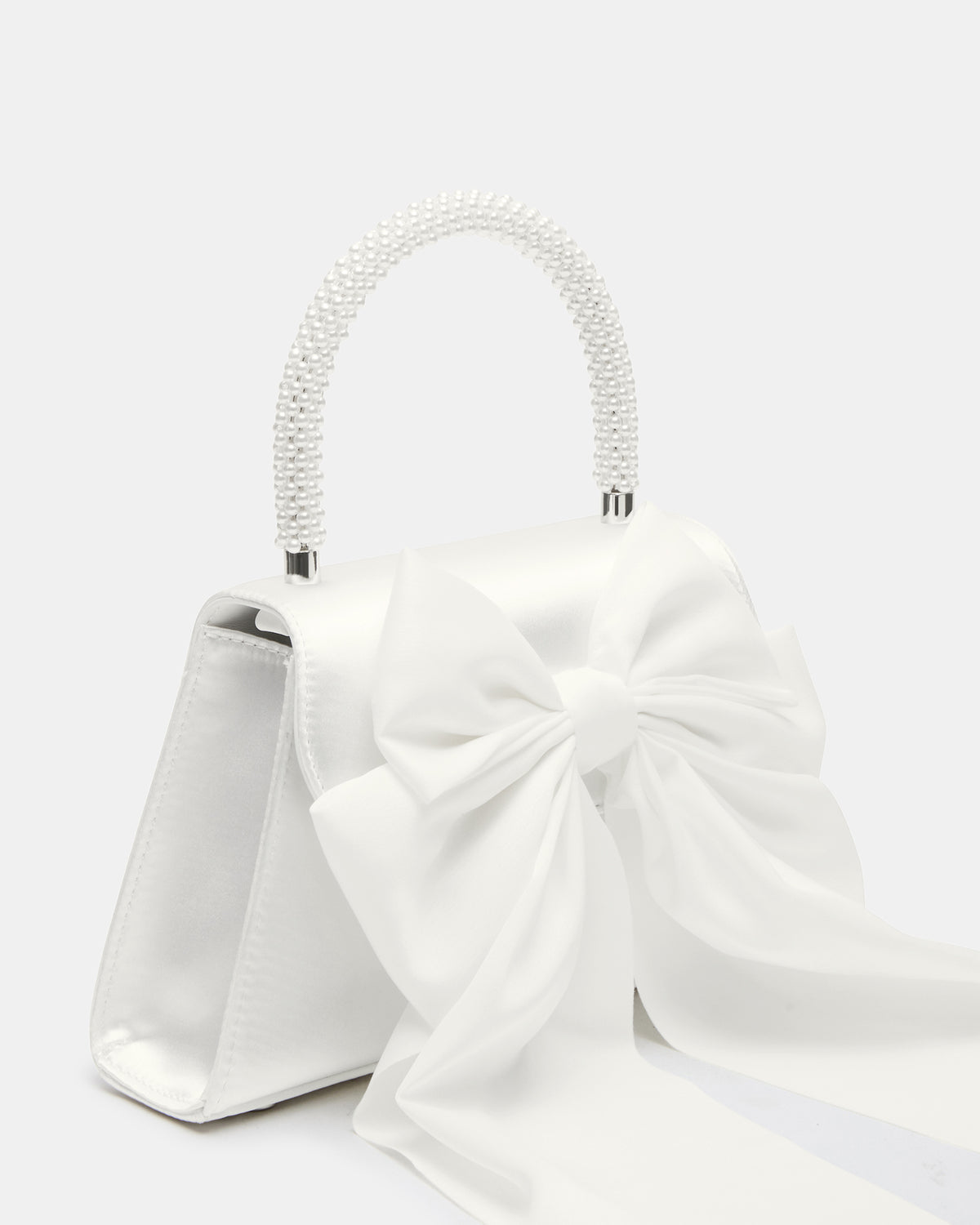 COSETTE Bag White Satin Beaded Top-Handle Mini Handbag | Steve Madden Top Pick