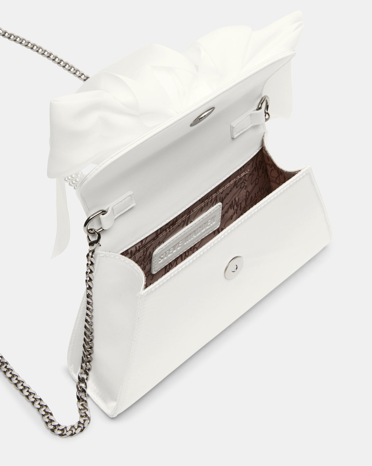 COSETTE Bag White Satin Beaded Top-Handle Mini Handbag | Steve Madden Top Pick