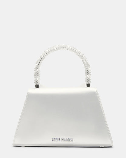 COSETTE Bag White Satin Beaded Top-Handle Mini Handbag | Steve Madden Top Pick