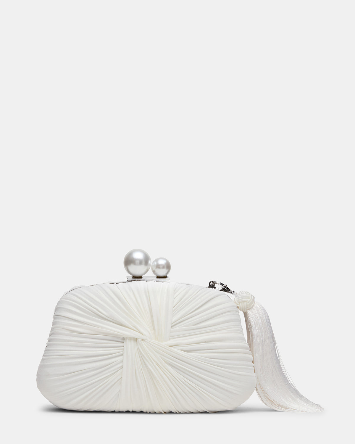 ROSALIE Bag White Twisted Pleats Minaudiere Crossbody Clutch Handbag | Steve Madden Special Offer