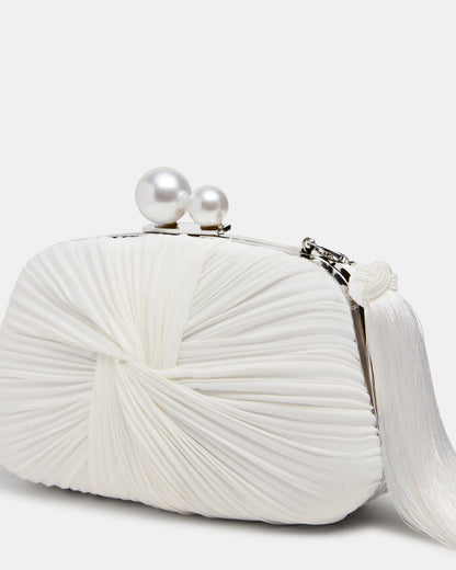 ROSALIE Bag White Twisted Pleats Minaudiere Crossbody Clutch Handbag | Steve Madden Special Offer