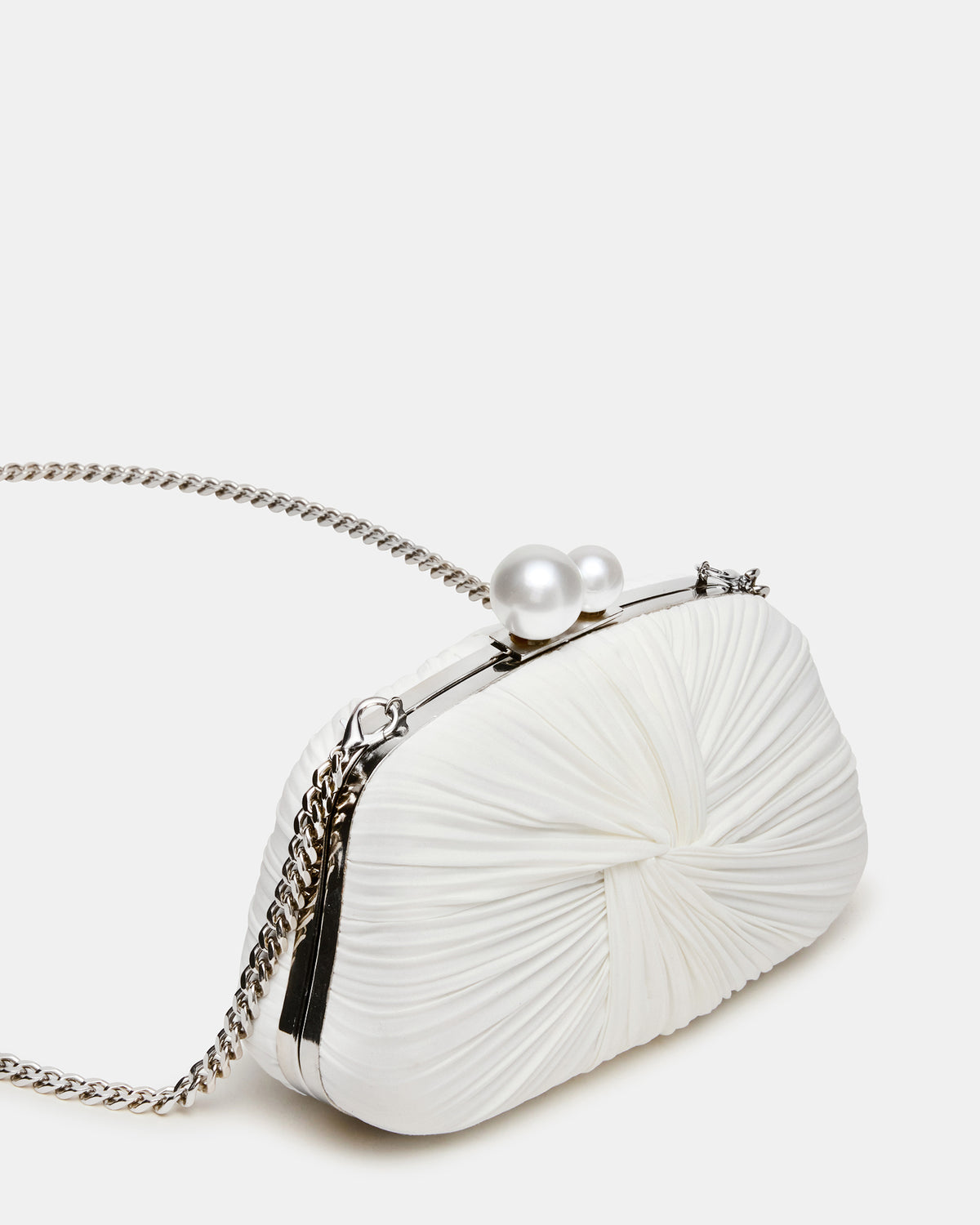 ROSALIE Bag White Twisted Pleats Minaudiere Crossbody Clutch Handbag | Steve Madden Special Offer