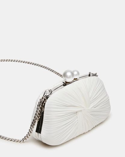 ROSALIE Bag White Twisted Pleats Minaudiere Crossbody Clutch Handbag | Steve Madden Special Offer