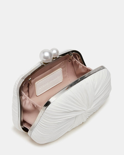 ROSALIE Bag White Twisted Pleats Minaudiere Crossbody Clutch Handbag | Steve Madden Special Offer