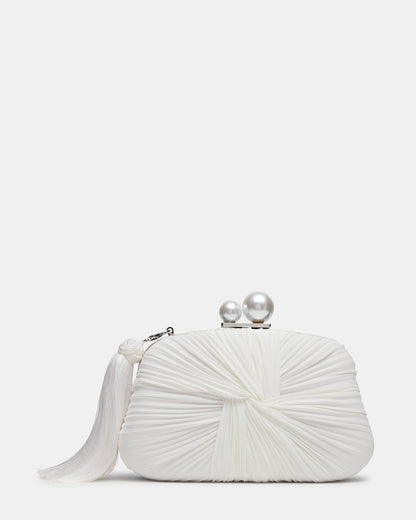 ROSALIE Bag White Twisted Pleats Minaudiere Crossbody Clutch Handbag | Steve Madden Special Offer