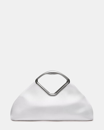 BARBARA Bag White Soft Satin Metal Bracelet Crossbody Clutch Handbag | Steve Madden Recommended