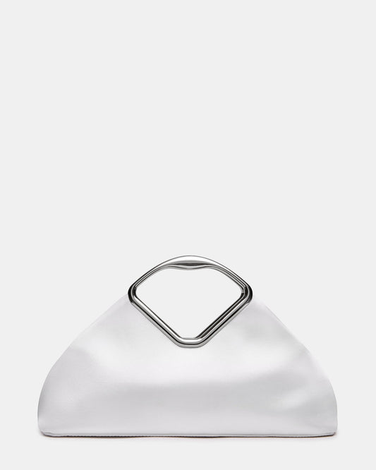 BARBARA Bag White Soft Satin Metal Bracelet Crossbody Clutch Handbag | Steve Madden Recommended