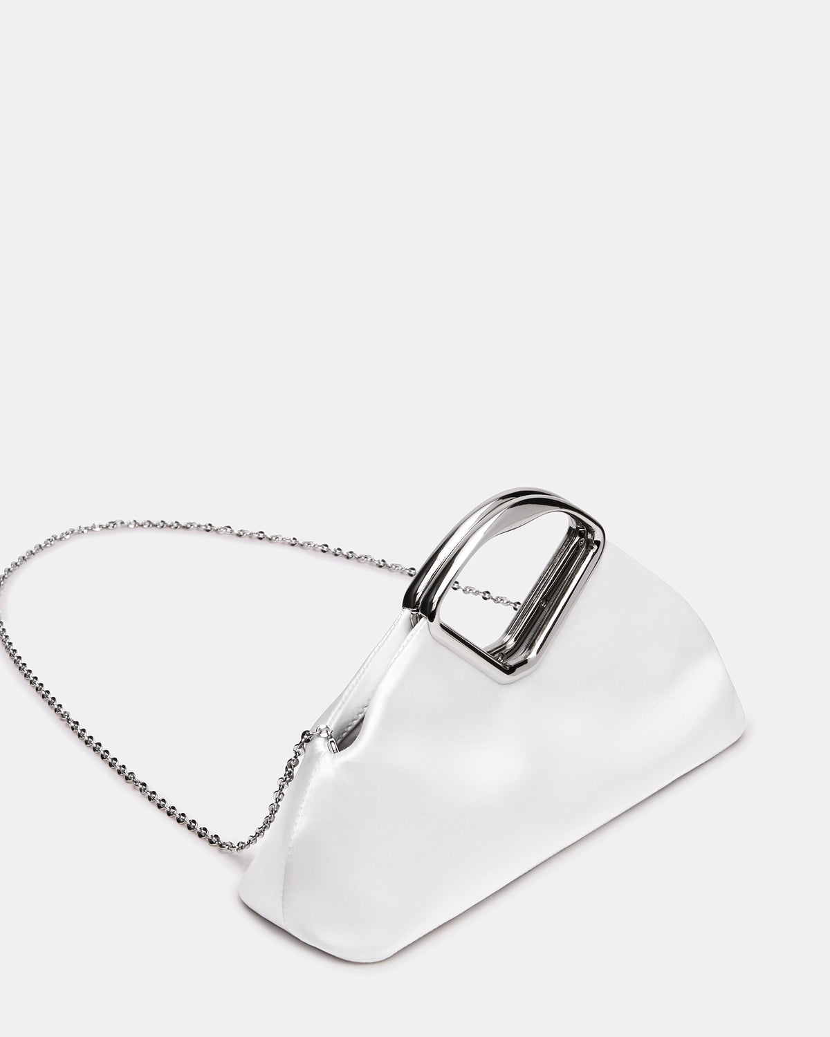 BARBARA Bag White Soft Satin Metal Bracelet Crossbody Clutch Handbag | Steve Madden Recommended