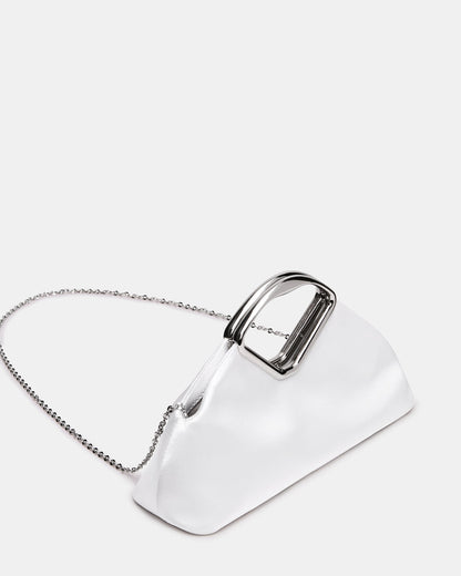 BARBARA Bag White Soft Satin Metal Bracelet Crossbody Clutch Handbag | Steve Madden Recommended