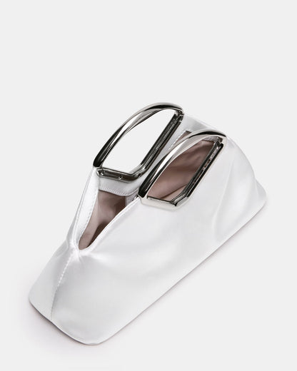 BARBARA Bag White Soft Satin Metal Bracelet Crossbody Clutch Handbag | Steve Madden Recommended